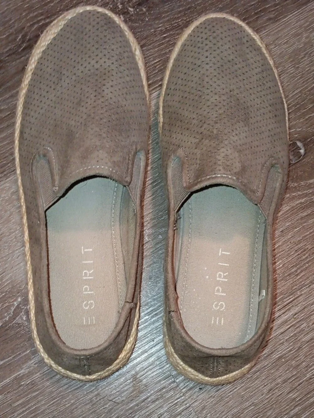 Esprit Brown Perforated Suede Slip-On Espadrilles